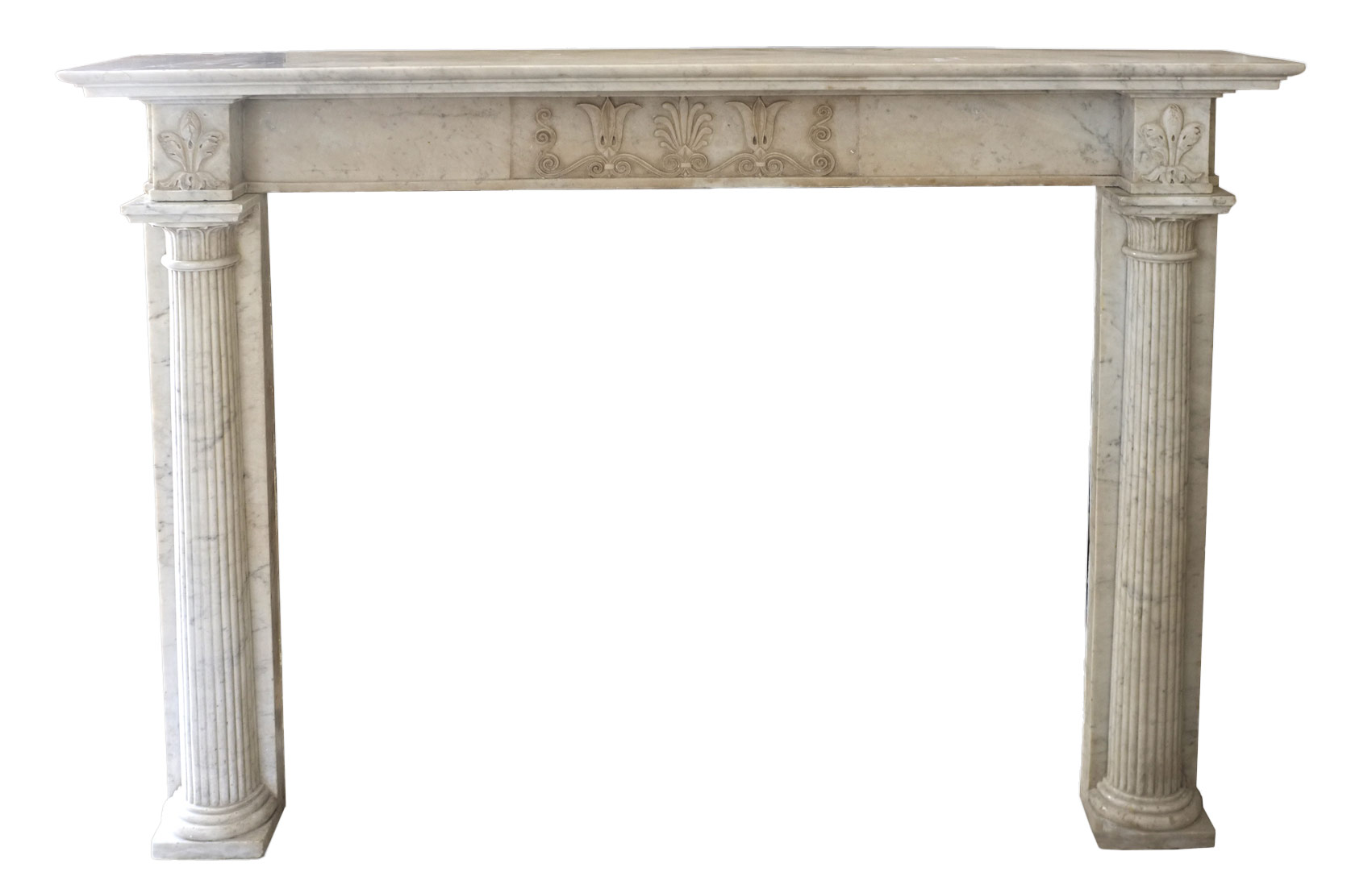 cheminee empire marbre blanc veine 151x113 cm