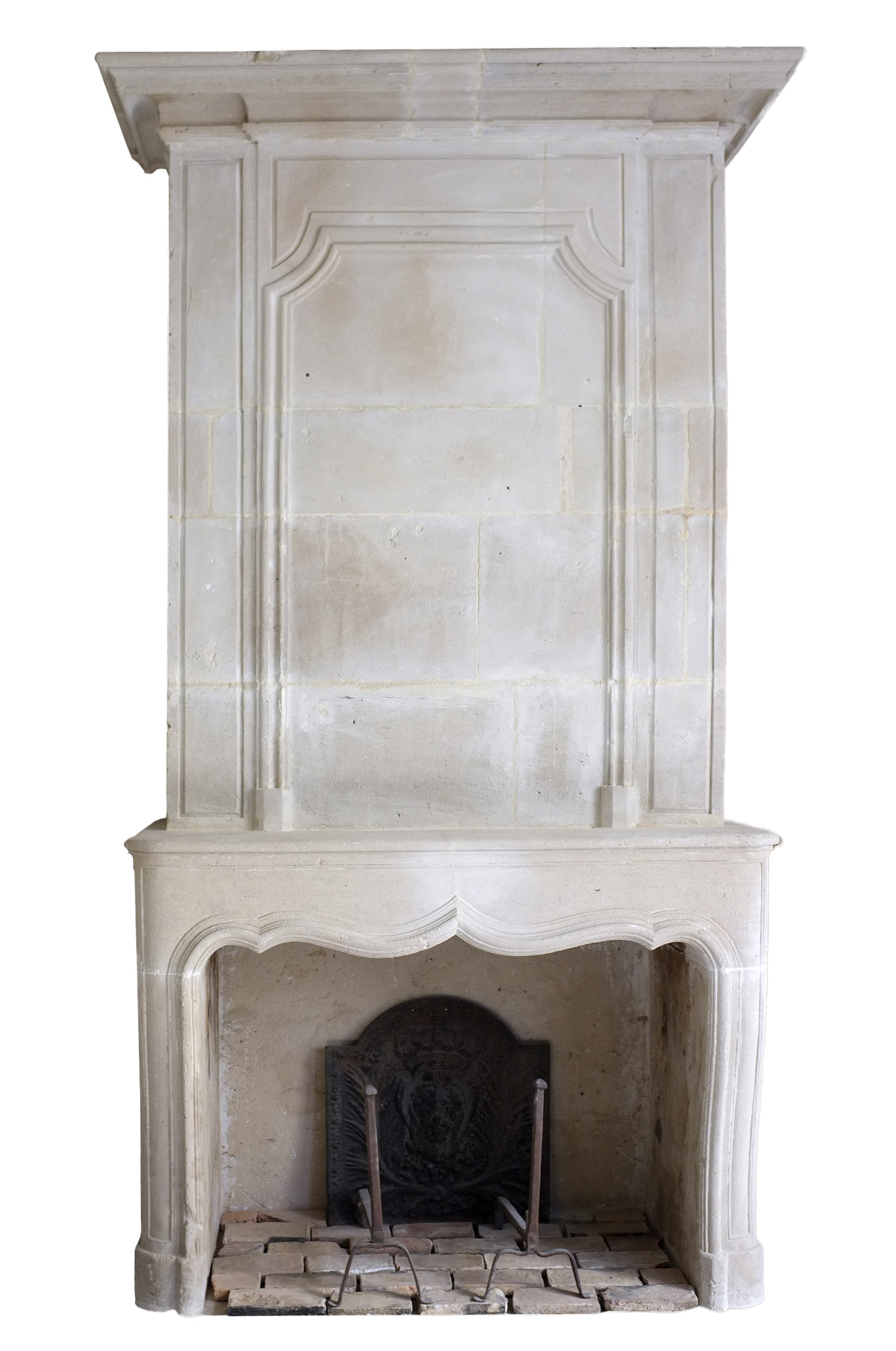 cheminee louis XIV a trumeau en pierre savonniere 155x307 cm