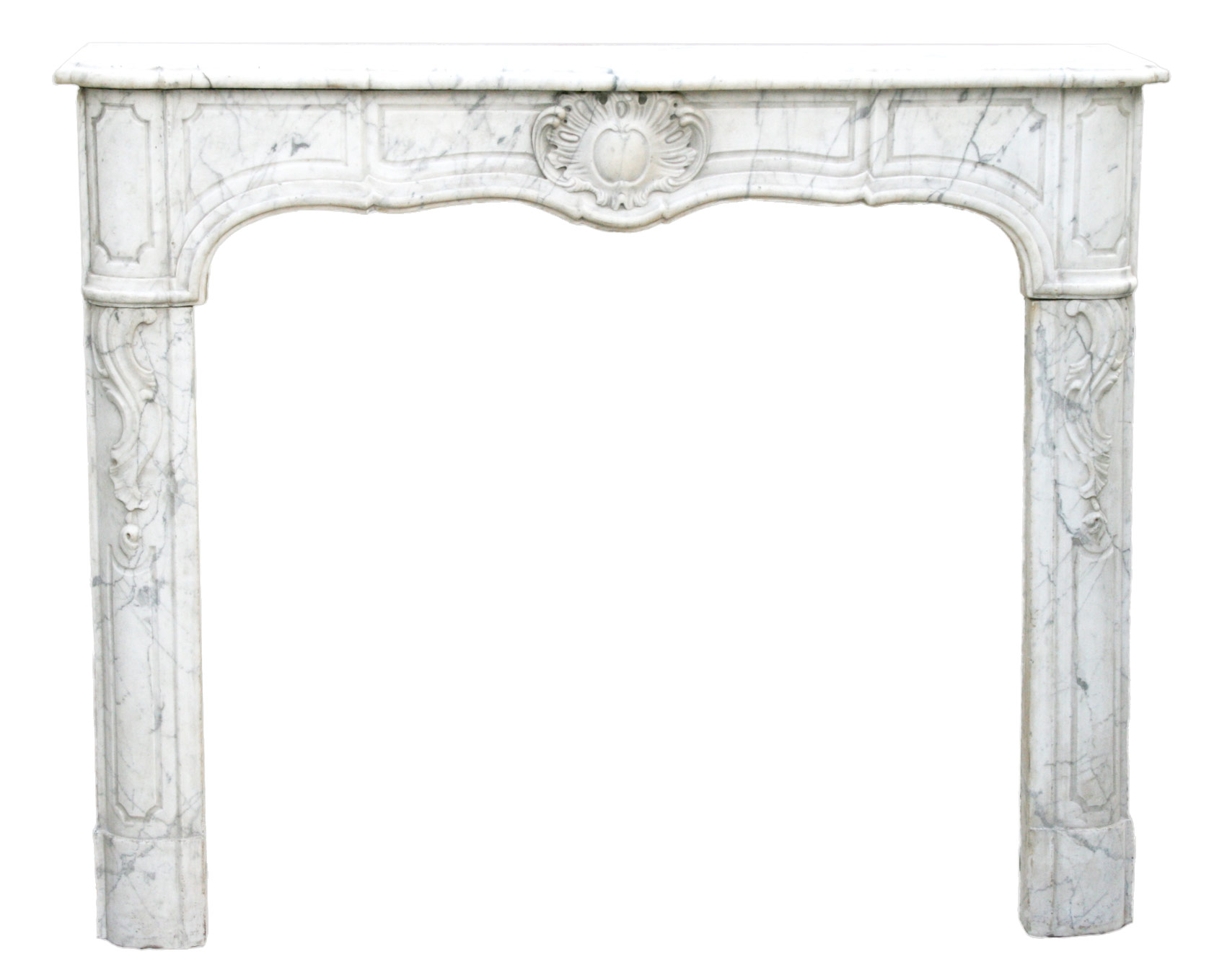 cheminee louis XV marbre blanc veine 131x110 cm